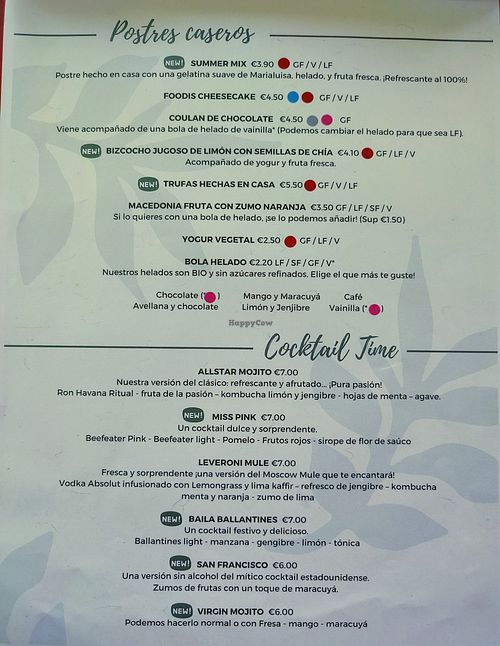 New menu 5 at Foodis in Sant Just Desvern