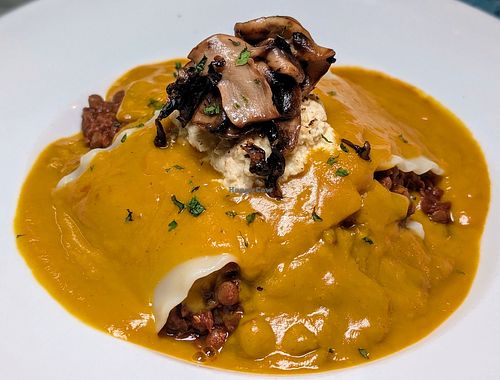 Vegan pumpkin lasagne at La Ó in San Juan