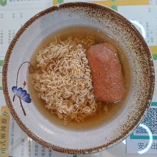 Vegan Luncheon Meat Noodles 素午餐肉公仔麵 at Ben Zhen Vegetarian Cafe 新本真茶餐室 in Hong Kong Island