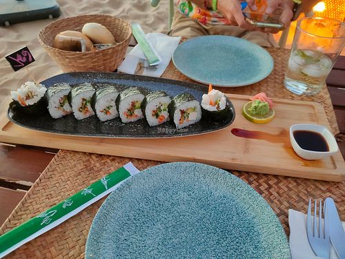 Sushi vegano at AWA Beach Club in Chipiona
