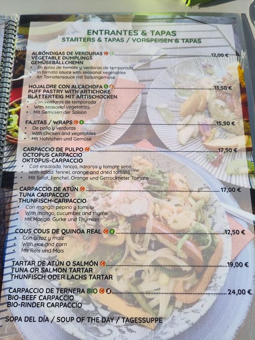 Octopus on the menu at Organic in Mallorca