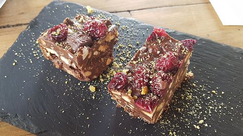 Tiffin, one of the pieces was too moist. at Esquina in Lanzarote