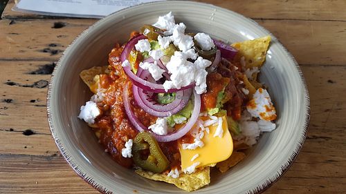 The Chillaquilles very filling, tasted ok at Esquina in Lanzarote