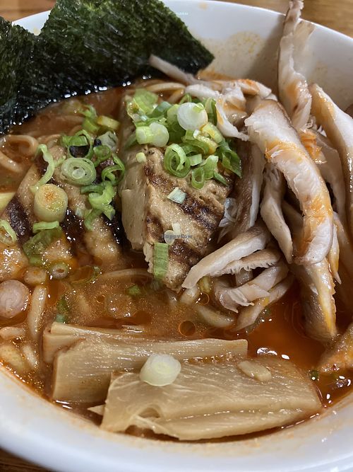Miso ramen with spicy sauce and extra mushroom  at Little Shop of Ramen in Mariposa