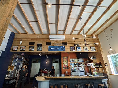 Over the order/pickup counter at Mo' Brunch + Brews in Houston