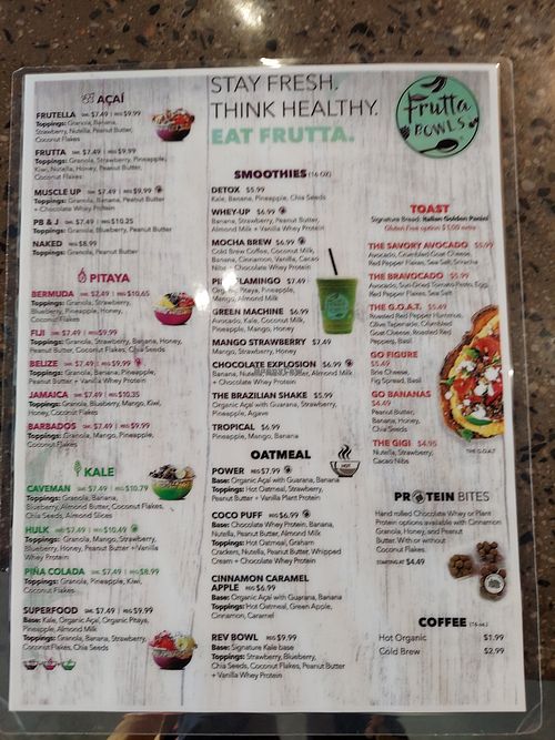 Fyi menu at Superfood Cafe in Indian Trail
