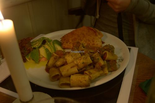 Mezzo Maniche pasta & Avocado Salad at Brac Libreria di Arte Contemporanea in Florence