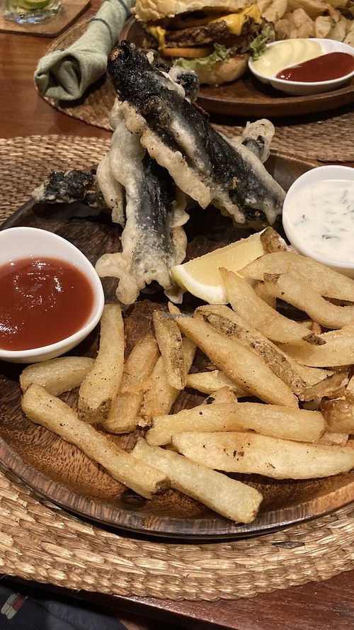 Vegan fish and chips  at anahaw in Dauin