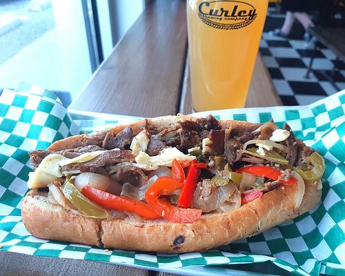 Phenomenal Philly 
An Onion Hoagie stuff with sliced Roast Beest, sautéed Peppers and Onions, and House made cheeze. at Chikun Shak in Mount Brydges
