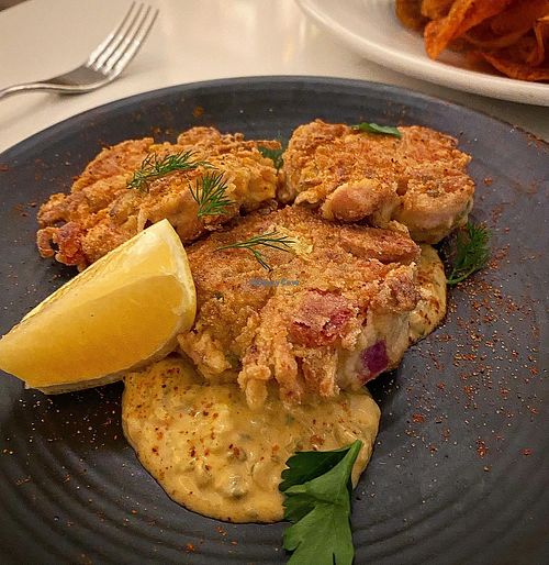 Crab cakes #Veganuary at Liora in Baltimore