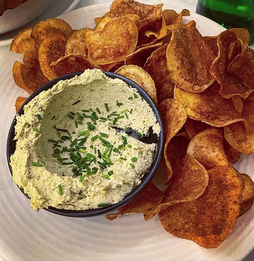 Chive dip + old bay chips  #Veganuary at Liora in Baltimore