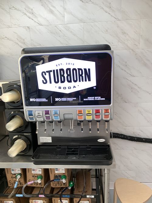 Stubborn soda fountain  at Subvegan Sandwiches in Garden Grove