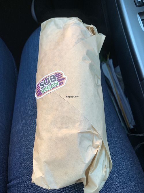 Wrapped up sandwich  at Subvegan Sandwiches in Garden Grove