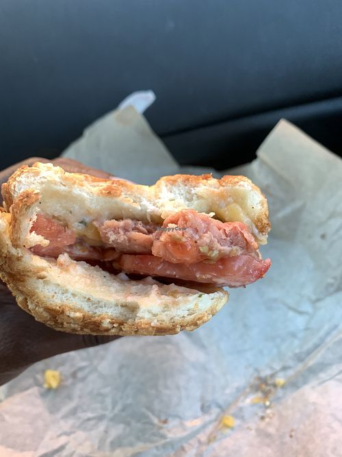 Close up of self realization sandwich  at Subvegan Sandwiches in Garden Grove