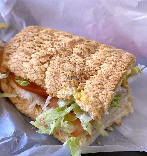 The Dutch Crunch bread is the winner. It is good with everything  at Subvegan Sandwiches in Garden Grove