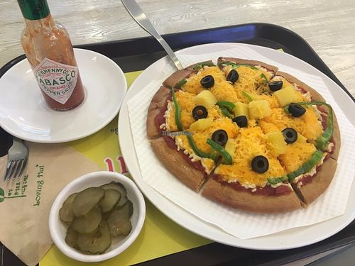 Vegan pizza.  at Loving Hut Gangnam-gu - 러빙헛 in Seoul