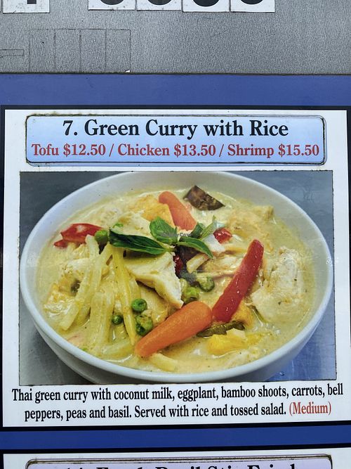 Green curry  at Craving Thai in Koloa