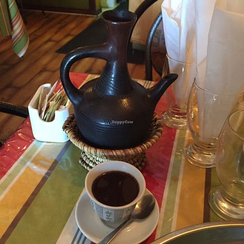 Ethiopian coffee brewed in a traditional way  at Marathon in Calgary