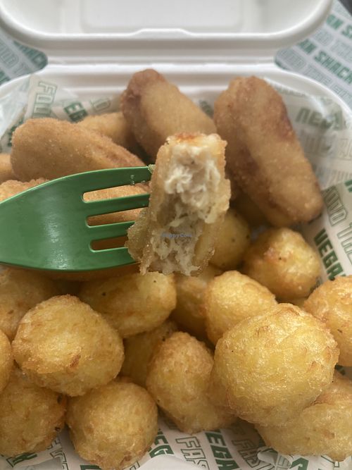 ‘Chickn Nuggets’ and salt n’ pepper tater tots  at Vegan Shack - Piccadilly Gardens in Manchester