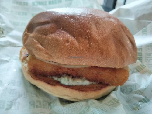 Vish burger. at Vegan Shack - Piccadilly Gardens in Manchester