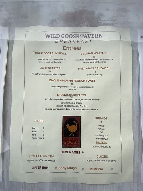 Breakfast  at Wild Goose Tavern in Chatham