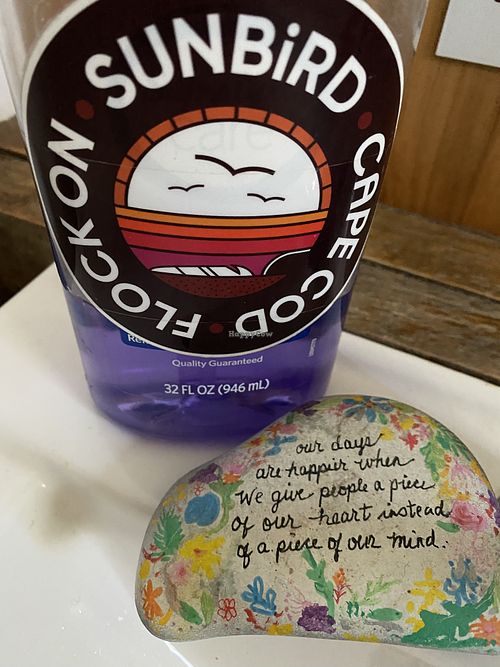 Love the bathroom rock  at Sunbird Cape Cod in Orleans