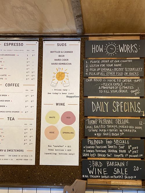 Specials. Nothing vegan    at Sunbird Cape Cod in Orleans