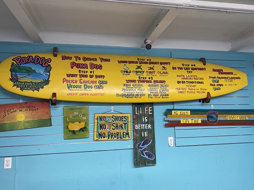 Menu at Puka Dog in Koloa