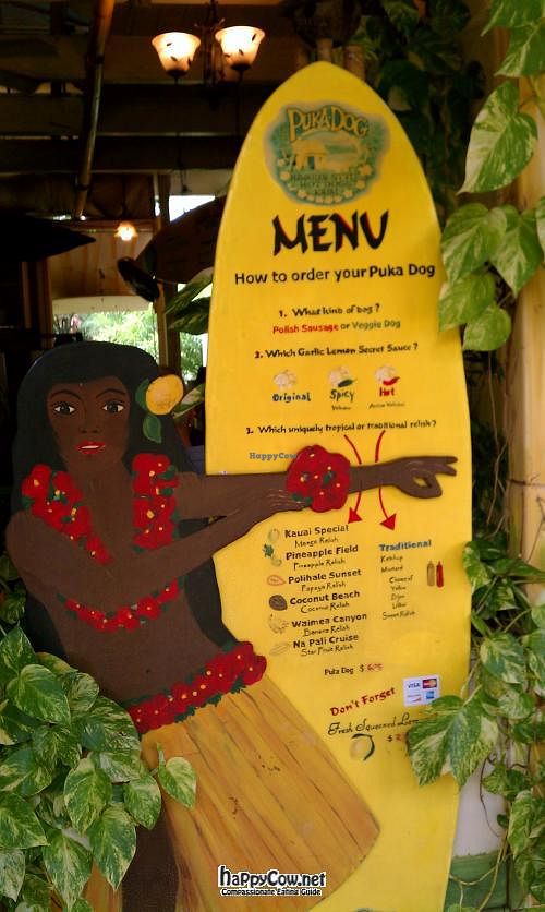 Menu at Puka Dog in Koloa