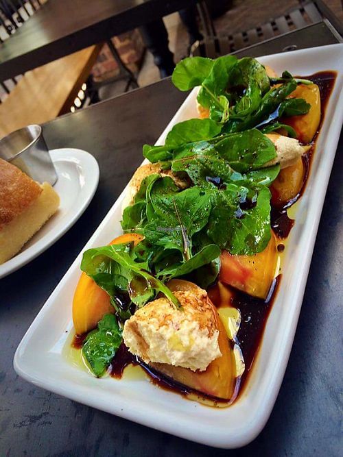 Vegan goat cheese with the sweetest tomatoes at Freesoulcaffe in Tustin