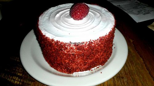 Red velvet berry cake at Freesoulcaffe in Tustin