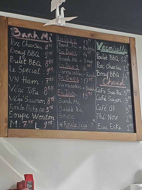 Menu at Bella in Shebrooke