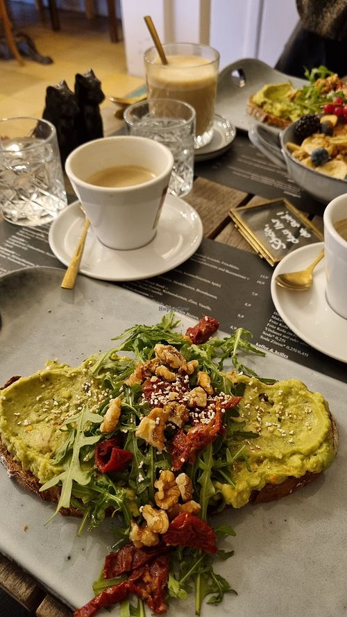Avocado bread (big slice!) at Hildebrandt Café in Vienna