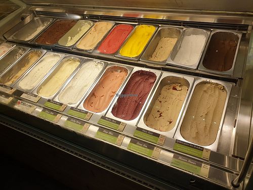 Vegan options on right at Caramello Eisdiele in Berlin