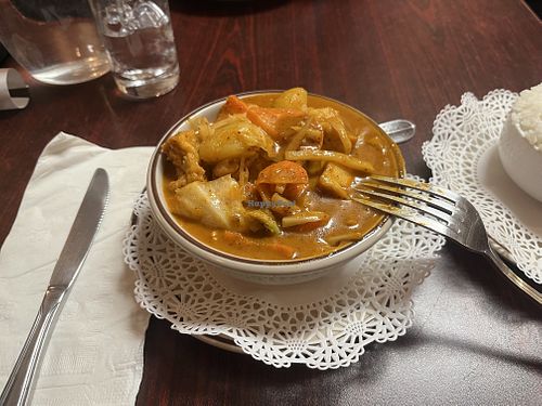 Massaman curry: Thai yellow curry paste mixed with coconut milk, peanuts,onions,carrots and potatoes, choice of protein (photo with tofu but can also do extra veggies)  at Sticky Rice in Lewes