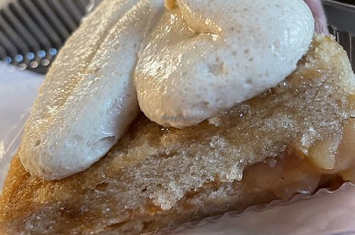 Apple cake with brown sugar frosting. Good, but would’ve been better with a caramel frosting.   at Naturally Delightful in Green Bay