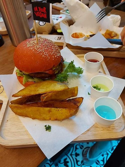 Classic burger at I'm Your Vegan in Chiang Mai