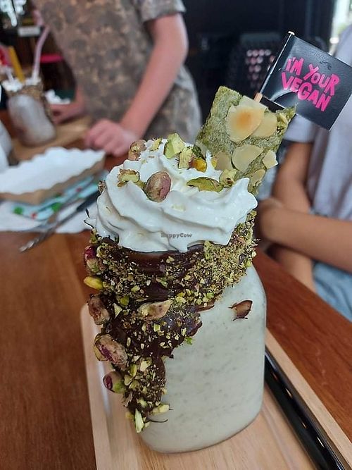 Matcha milkshake at I'm Your Vegan in Chiang Mai