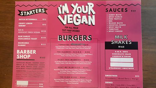 Menu at I'm Your Vegan in Chiang Mai