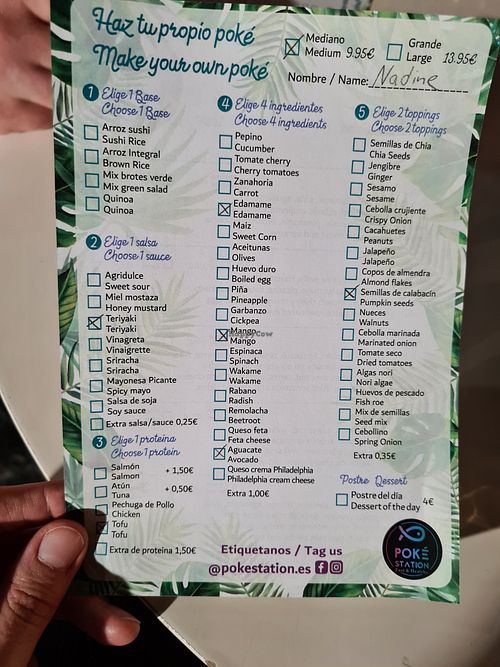 Create your own Bowl at Poké Station in Gran Canaria