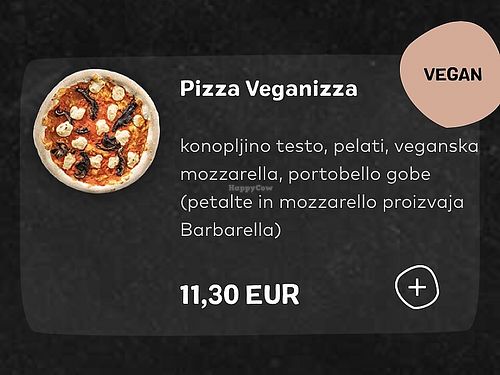 vegan pizza on the menu at Dobra Vila in Ljubljana