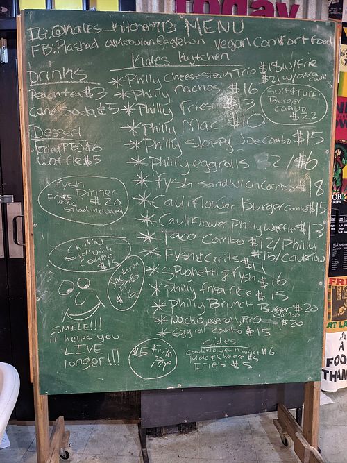 Menu board at Kales Kitchen  in Houston