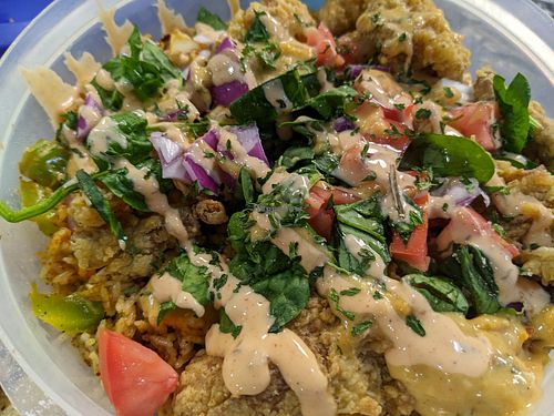 Veggie fried rice with oyster mushrooms at Kales Kitchen  in Houston