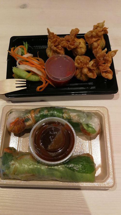 Sommerrolles and fried Wonton at EatHappy Vegan in Oslo