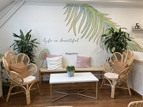Cosy seating at Plant Lyfe in Toronto