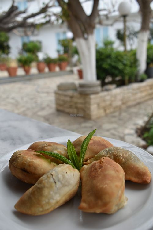 Cretan wild green pies (vegan) at Taverna Garden  in Crete