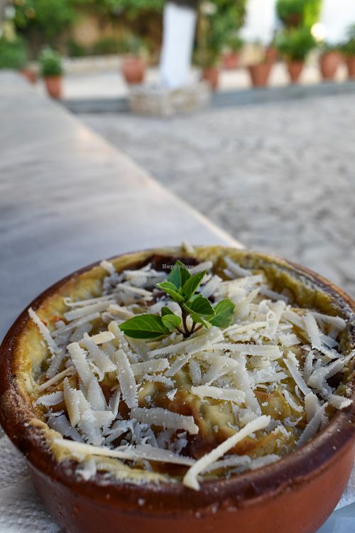 Vegan mousaka at Taverna Garden  in Crete