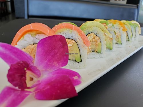 Rainbow roll at Vegan Castle in Long Beach