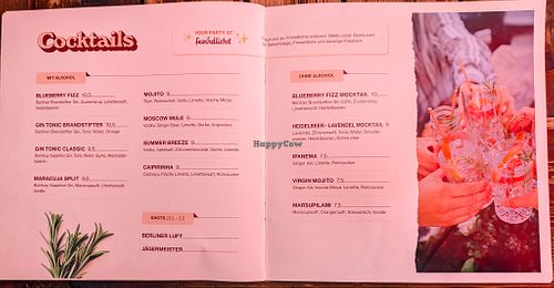 Menu page at Froindlichst at Froindlichst in Berlin