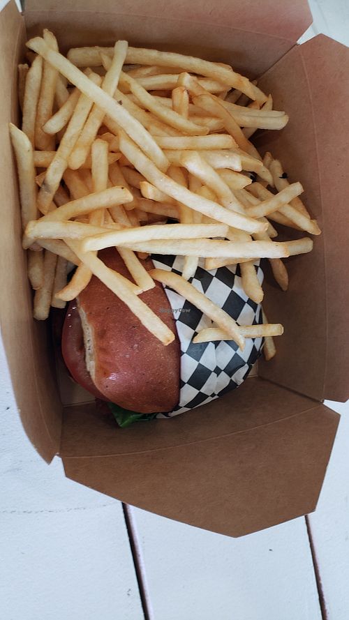 Cali burger and fries at 3rd Street Market & Deli in Los Angeles